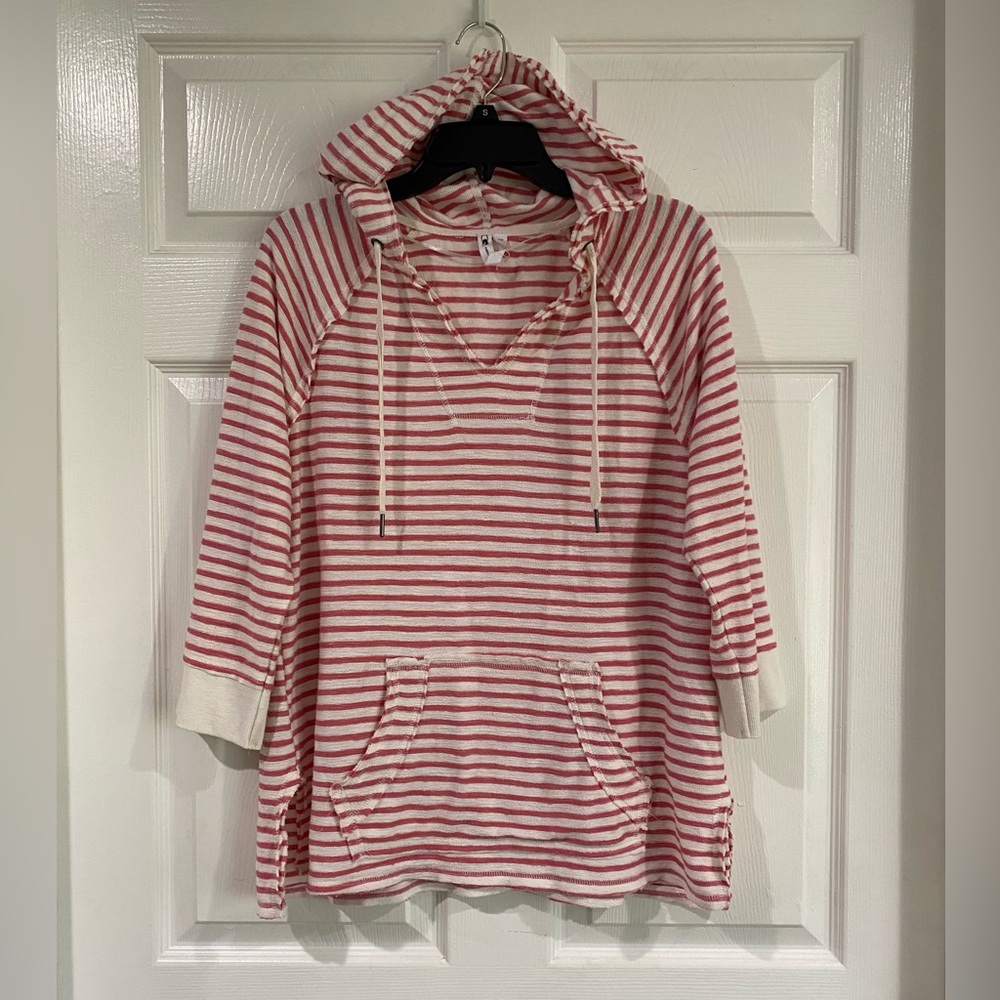 Cable & Gauge Hooded V Neck Sweatshirt Size Large Coastal Beach